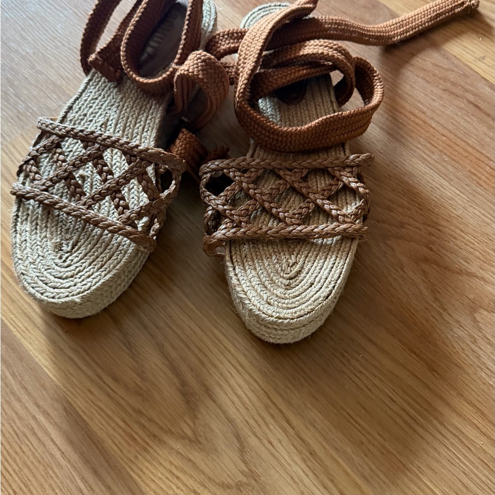 Schultz Brown Woven Espadrille Sandals